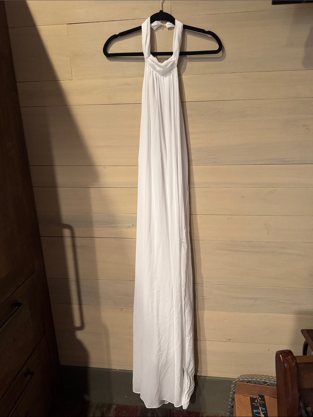 Amazon Essentials White Halter Maxi Dress